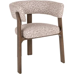 Richmond Interiors Beige Eetkamerstoelen|Eetkamerstoelen Met Armleuning|Eetkamerstoel Contigo Geo stof en beukenhout, kleur Naturel