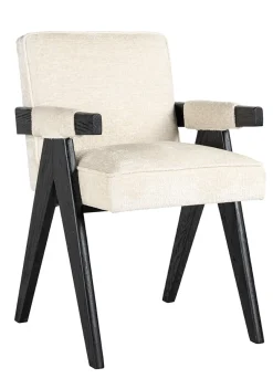 Richmond Interiors Chenille Eetkamerstoelen|Eetkamerstoelen Met Armleuning|Eetkamerstoel Cooper Chenille, kleur Wit