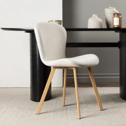 Nohr Beige Eetkamerstoelen|Eetkamerstoelen Zonder Armleuning|Eetkamerstoel Corion Linnen, kleur /Naturel Beige