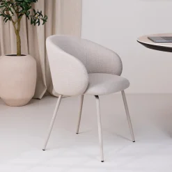 Bendt Beige Eetkamerstoelen|Eetkamerstoelen Met Armleuning|Eetkamerstoel Cristi Stof, kleur Beige