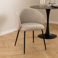 Bendt Beige Eetkamerstoelen|Eetkamerstoelen Met Armleuning|Eetkamerstoel Cristi Structuurstof