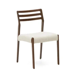 Kave Home Chenille Eetkamerstoelen|Eetkamerstoelen Zonder Armleuning|Eetkamerstoel Cudia Eikenhout en chenille