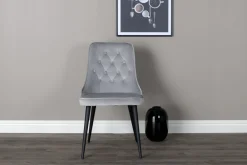 Nohr Eetkamerstoelen Velvet / Fluweel|Beige Eetkamerstoelen|Eetkamerstoel Damar Velvet, Zwart onderstel
