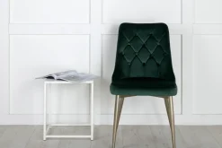 Nohr Eetkamerstoelen Velvet / Fluweel|Beige Eetkamerstoelen|Eetkamerstoel Damar Velvet, Messing onderstel