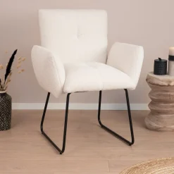 Tower Living Eetkamerstoelen Bouclé / Teddy|Eetkamerstoelen Met Armleuning|Eetkamerstoel Dante Teddy