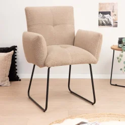 Tower Living Eetkamerstoelen Bouclé / Teddy|Eetkamerstoelen Met Armleuning|Eetkamerstoel Dante Teddy