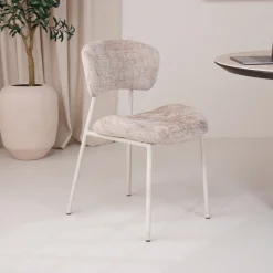 By-Boo Chenille Eetkamerstoelen|Eetkamerstoelen Zonder Armleuning|Eetkamerstoel Dare Chenille