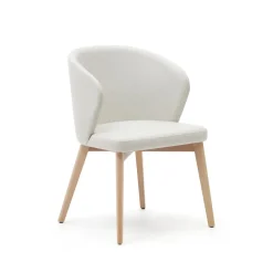Kave Home Beige Eetkamerstoelen|Eetkamerstoelen Met Armleuning|Eetkamerstoel Darice Naturel onderstel