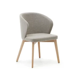 Kave Home Beige Eetkamerstoelen|Eetkamerstoelen Met Armleuning|Eetkamerstoel Darice Naturel onderstel