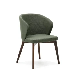 Kave Home Beige Eetkamerstoelen|Eetkamerstoelen Met Armleuning|Eetkamerstoel Darice Walnoot onderstel