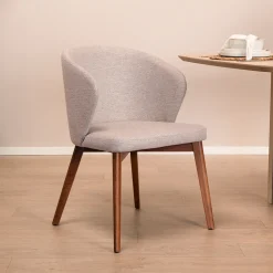 Kave Home Beige Eetkamerstoelen|Eetkamerstoelen Met Armleuning|Eetkamerstoel Darice Walnoot onderstel