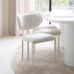 By-Boo Beige Eetkamerstoelen|Eetkamerstoelen Bouclé / Teddy|Eetkamerstoel Daybreak Bouclé