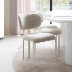 By-Boo Beige Eetkamerstoelen|Eetkamerstoelen Bouclé / Teddy|Eetkamerstoel Daybreak Bouclé