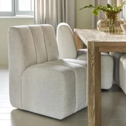Rivièra Maison Beige Eetkamerstoelen|Eetkamerstoelen Zonder Armleuning|Eetkamerstoel Dazzle Rich Tweed, kleur Antique White Antiek wit