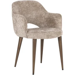 Richmond Interiors Chenille Eetkamerstoelen|Eetkamerstoelen Met Armleuning|Eetkamerstoel Delphina Chenille, kleur Naturel