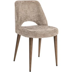 Richmond Interiors Chenille Eetkamerstoelen|Eetkamerstoelen Zonder Armleuning|Eetkamerstoel Delphine Chenille, kleur Naturel