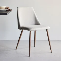 Nohr Beige Eetkamerstoelen|Eetkamerstoelen Zonder Armleuning|Eetkamerstoel Denon Linnenlook Beige