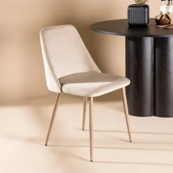 Nohr Eetkamerstoelen Velvet / Fluweel|Beige Eetkamerstoelen|Eetkamerstoel Denon Velvet