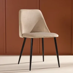 Nohr Eetkamerstoelen Velvet / Fluweel|Beige Eetkamerstoelen|Eetkamerstoel Denon Velvet