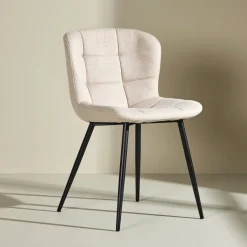 Nohr Beige Eetkamerstoelen|Eetkamerstoelen Zonder Armleuning|Eetkamerstoel Devonne kleur Beige