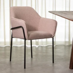 LABEL51 Eetkamerstoelen Bouclé / Teddy|Eetkamerstoelen Met Armleuning|Eetkamerstoel Dexter Bouclé, kleur Naturel