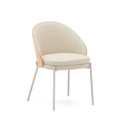 Kave Home Eetkamerstoelen Met Leer Of Kunstleer|Beige Eetkamerstoelen|Eetkamerstoel Eamy Lederlook