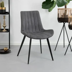 Tower Living Eetkamerstoelen Met Leer Of Kunstleer|Eetkamerstoelen Zonder Armleuning|Eetkamerstoel Eljas Antraciet