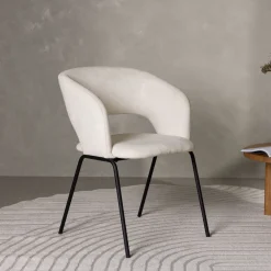 Nohr Eetkamerstoelen Met Armleuning|Eetkamerstoel Elwood Linnen, kleur Wit