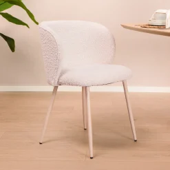 Light & Living Eetkamerstoelen Bouclé / Teddy|Eetkamerstoelen Met Armleuning|Eetkamerstoel Elyna Bouclé, kleur Crème Cru00e8me