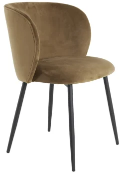 Light & Living Eetkamerstoelen Velvet / Fluweel|Eetkamerstoelen Zonder Armleuning|Eetkamerstoel Elyna Velvet Bruin
