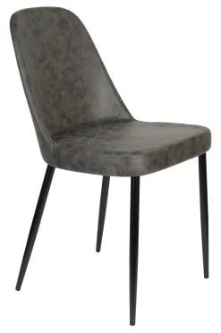 ZILT Eetkamerstoelen Met Leer Of Kunstleer|Eetkamerstoelen Zonder Armleuning|Eetkamerstoel English Lederlook, kleur Antraciet