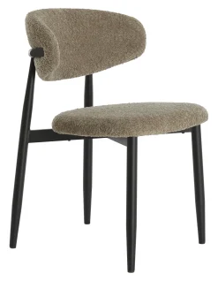 Light & Living Chenille Eetkamerstoelen|Eetkamerstoelen Zonder Armleuning|Eetkamerstoel Eniola Chenille Taupe