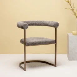 Nohr Eetkamerstoelen Bouclé / Teddy|Eetkamerstoelen Met Armleuning|Eetkamerstoel Fabrice Bouclé, kleur Bruin