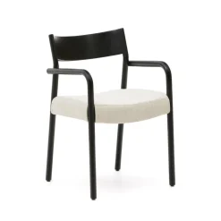 Kave Home Chenille Eetkamerstoelen|Eetkamerstoelen Met Armleuning|Eetkamerstoel Falconera Eikenhout en chenille