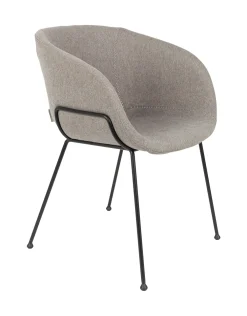 Zuiver Eetkamerstoelen Met Armleuning|Eetkamerstoel Feston Stof, kleur Grijs