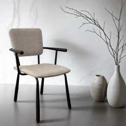 Brix Beige Eetkamerstoelen|Eetkamerstoelen Met Armleuning|Eetkamerstoel Finn kleur Beige/Zwart Beige / Zwart