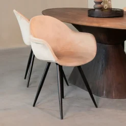 LABEL51 Eetkamerstoelen Velvet / Fluweel|Beige Eetkamerstoelen|Eetkamerstoel Forli Velvet