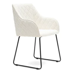 Rivièra Maison Eetkamerstoelen Bouclé / Teddy|Eetkamerstoelen Met Armleuning|Eetkamerstoel Frisco Drive Bouclé, kleur Simply White