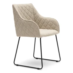 Rivièra Maison Beige Eetkamerstoelen|Eetkamerstoelen Bouclé / Teddy|Eetkamerstoel Frisco Drive Bouclé, kleur Natural grey