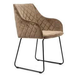 Rivièra Maison Eetkamerstoelen Velvet / Fluweel|Beige Eetkamerstoelen|Eetkamerstoel Frisco Drive Velvet III Golden Mink