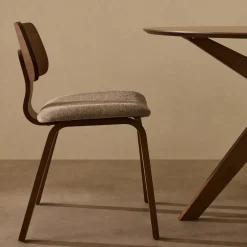 Kave Home Beige Eetkamerstoelen|Eetkamerstoelen Zonder Armleuning|Eetkamerstoel Gena Rubberhout en stof