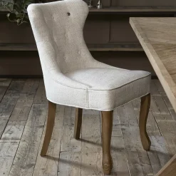 Rivièra Maison Eetkamerstoelen Zonder Armleuning|Eetkamerstoel George Rich Tweed, kleur Antique White