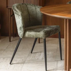 Dutchbone Beige Eetkamerstoelen|Chenille Eetkamerstoelen|Eetkamerstoel Georgia Chenille