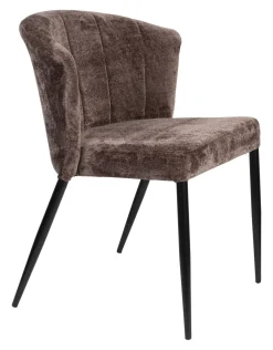 Dutchbone Beige Eetkamerstoelen|Chenille Eetkamerstoelen|Eetkamerstoel Georgia Chenille