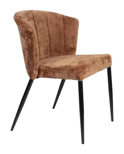 Dutchbone Beige Eetkamerstoelen|Chenille Eetkamerstoelen|Eetkamerstoel Georgia Chenille