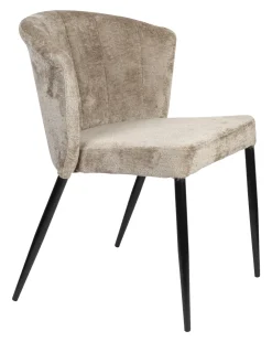Dutchbone Beige Eetkamerstoelen|Chenille Eetkamerstoelen|Eetkamerstoel Georgia Chenille