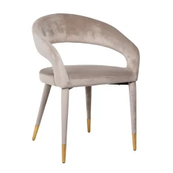Richmond Interiors Eetkamerstoelen Velvet / Fluweel|Eetkamerstoelen Met Armleuning|Eetkamerstoel Gia Velvet Khaki