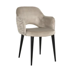 Richmond Interiors Eetkamerstoelen Velvet / Fluweel|Beige Eetkamerstoelen|Eetkamerstoel Giovanna Velvet en stof, kleur Khaki