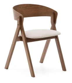 Kave Home Beige Eetkamerstoelen|Eetkamerstoelen Met Armleuning|Eetkamerstoel Godia Essen en rubberhout