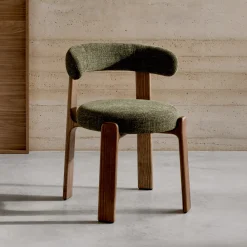 Kave Home Chenille Eetkamerstoelen|Beige Eetkamerstoelen|Eetkamerstoel Granite Chenille en noten essenhout